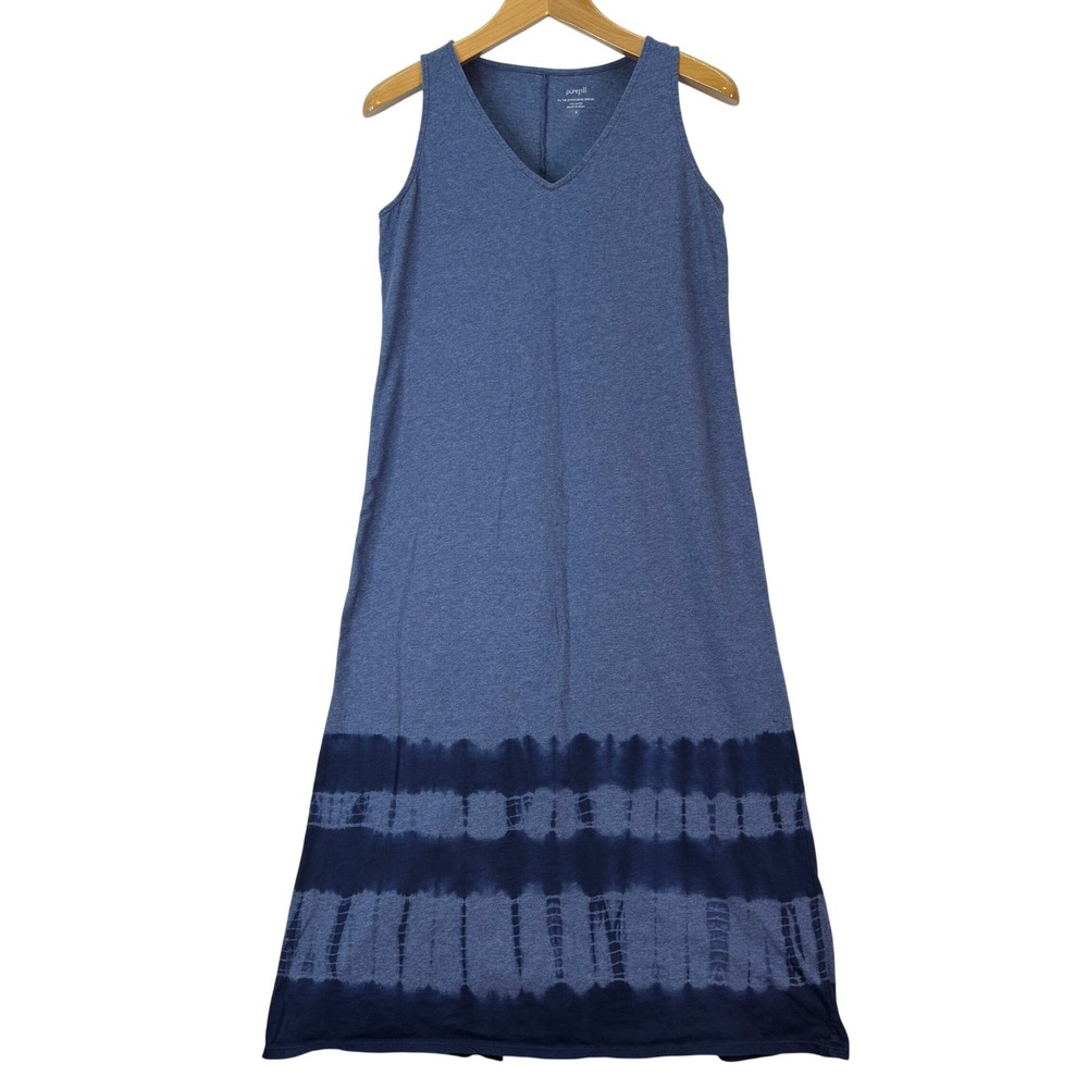 Pure Jill Tie Dyed Maxi Dress Blue Women S Boho Coastal Cotton Sleeveless V-Neck